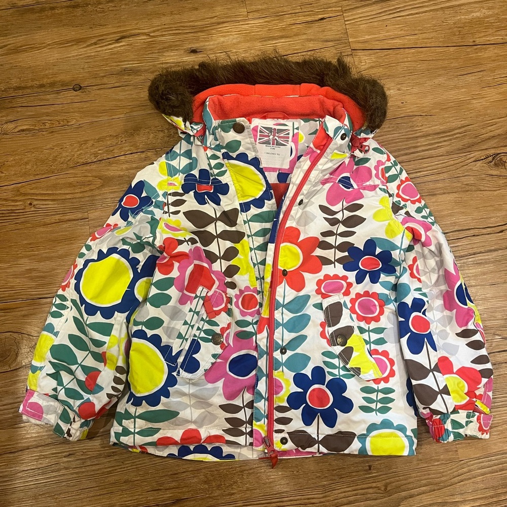 Mini Boden 7-8 Girls Winter Jacket Floral